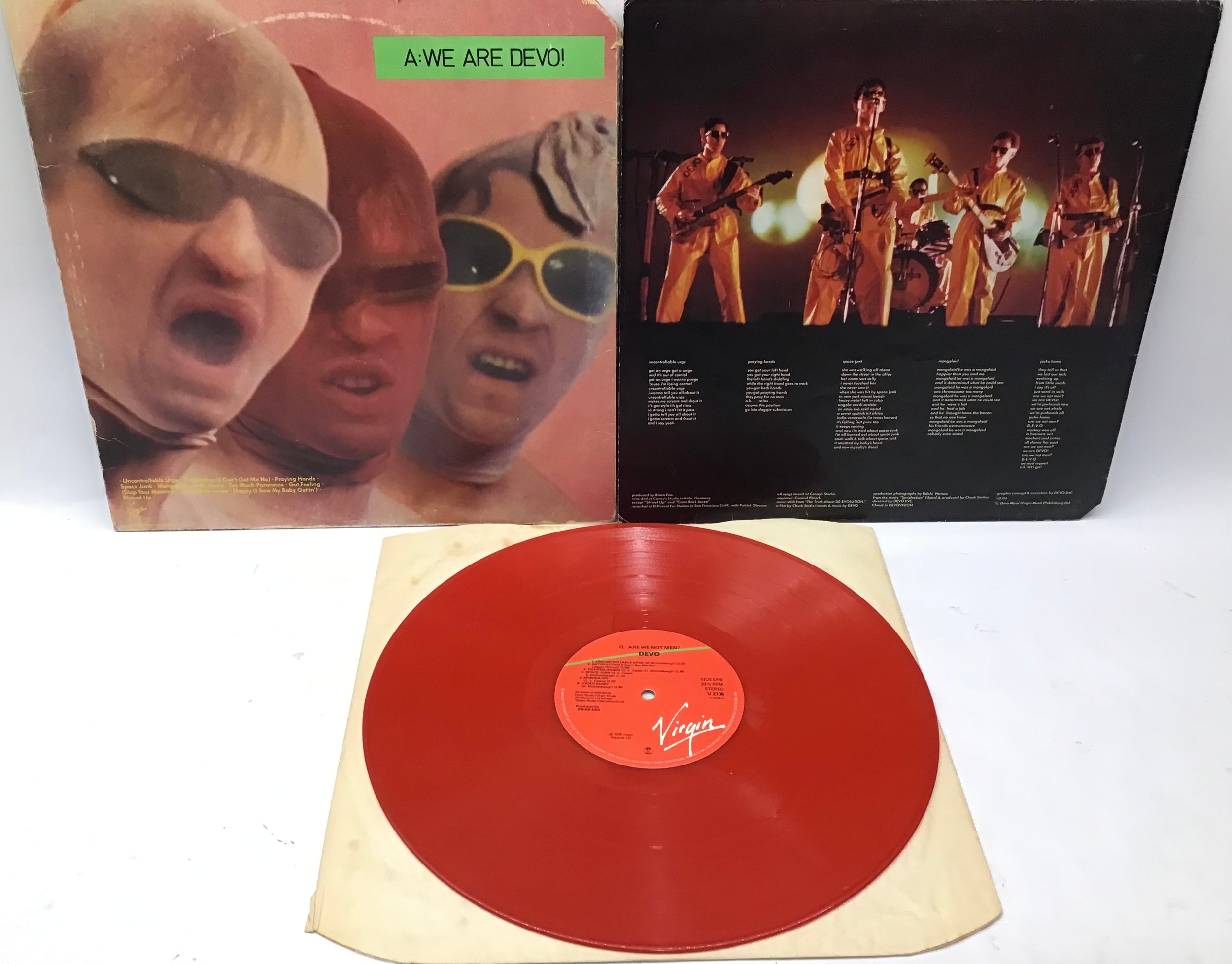 DEVO - Q: ARE WE NOT MEN? Pressed here on Virgin Red coloured vinyl No. V2106 from 1978 and found - Image 2 of 2