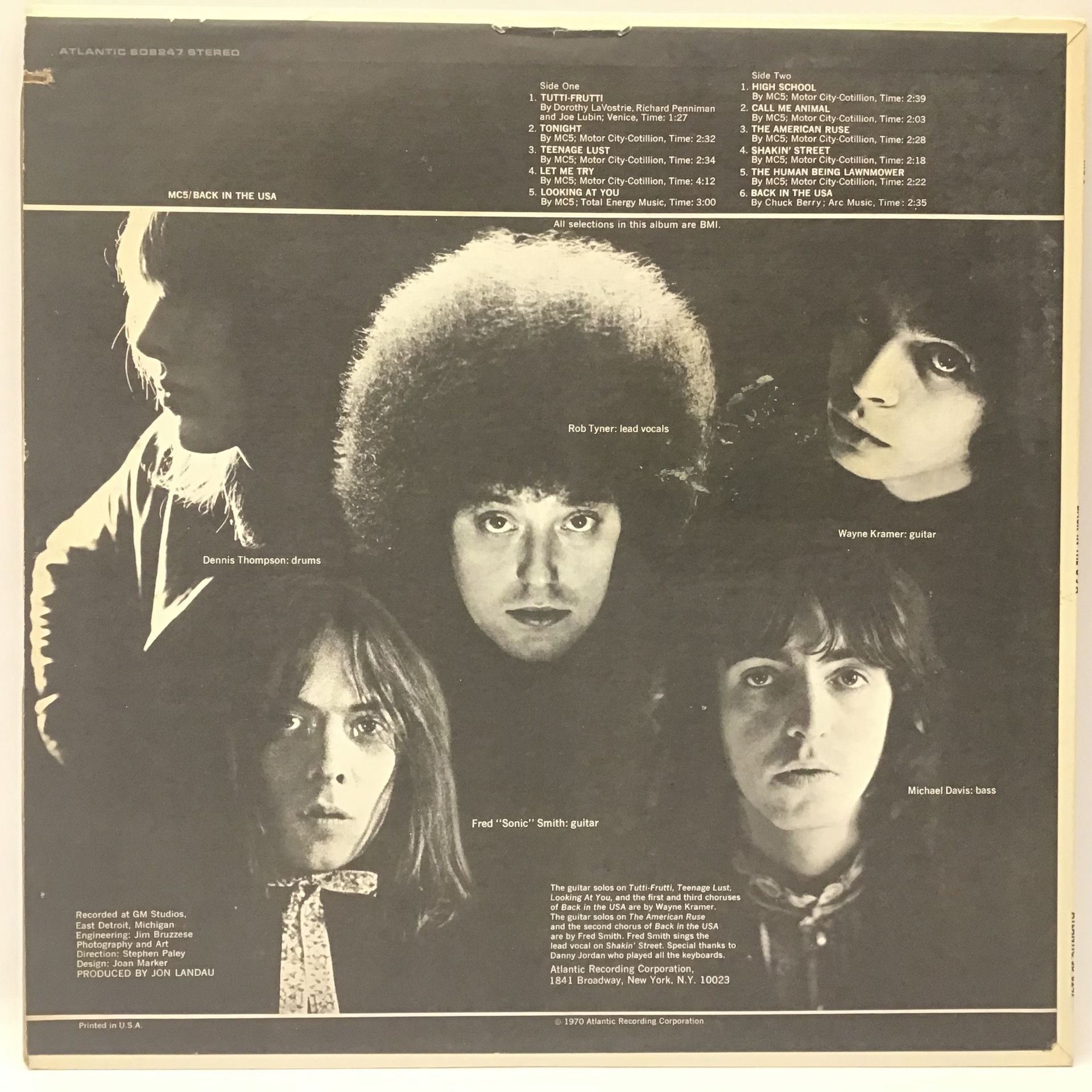 MC5 “BACK IN THE USA” LP RECORD. This is an super rare original USA copy of The Mc5's "Back in the - Image 2 of 2