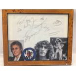 THE WHO AUTOGRAPHS. This is a framed item containing Roger Daltrey autograph with the words ‘To Tony