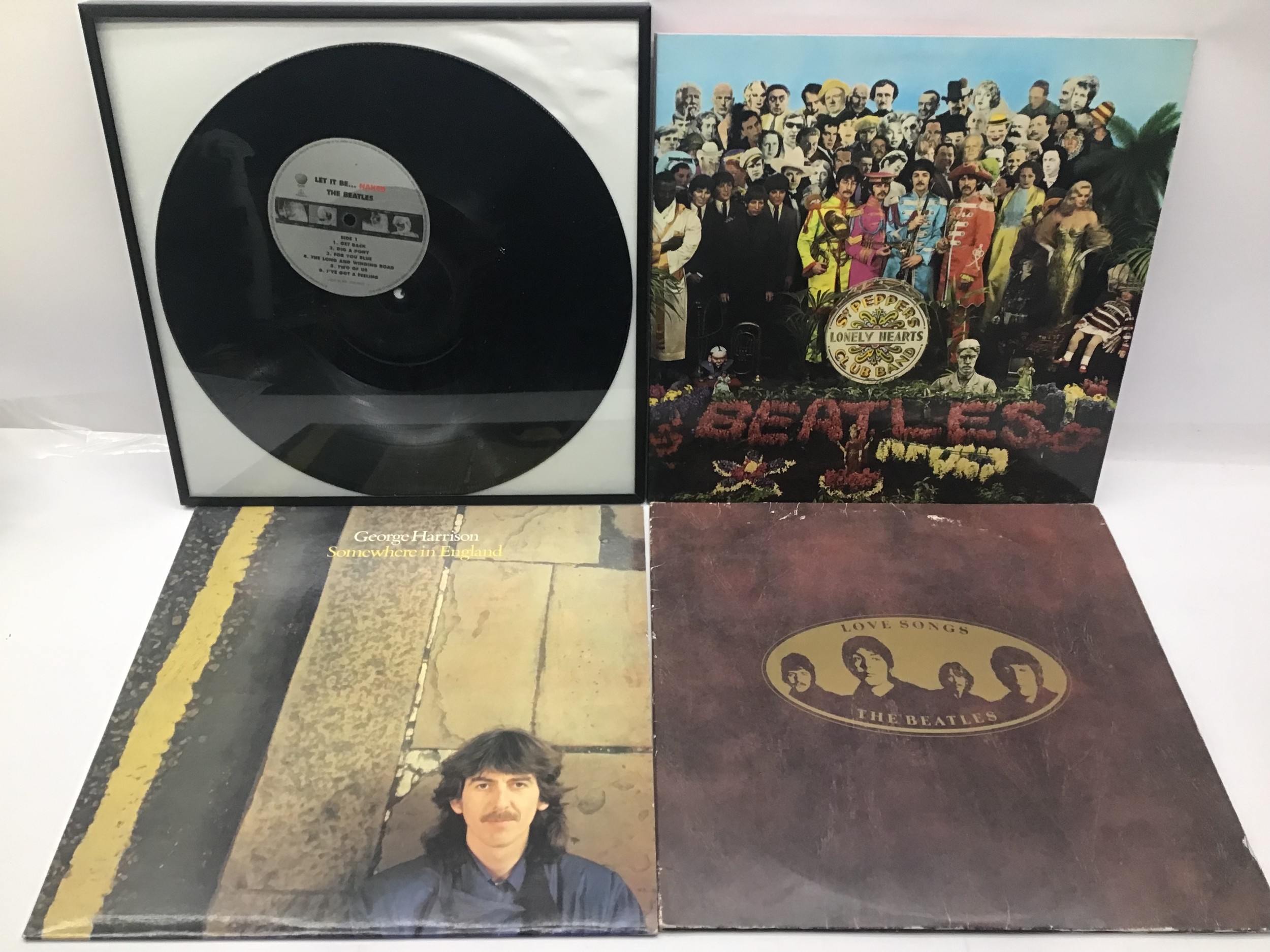 BEATLES RELATED ALBUMS. This lot includes 4 vinyl LP records to include- Love Songs - Somewhere in