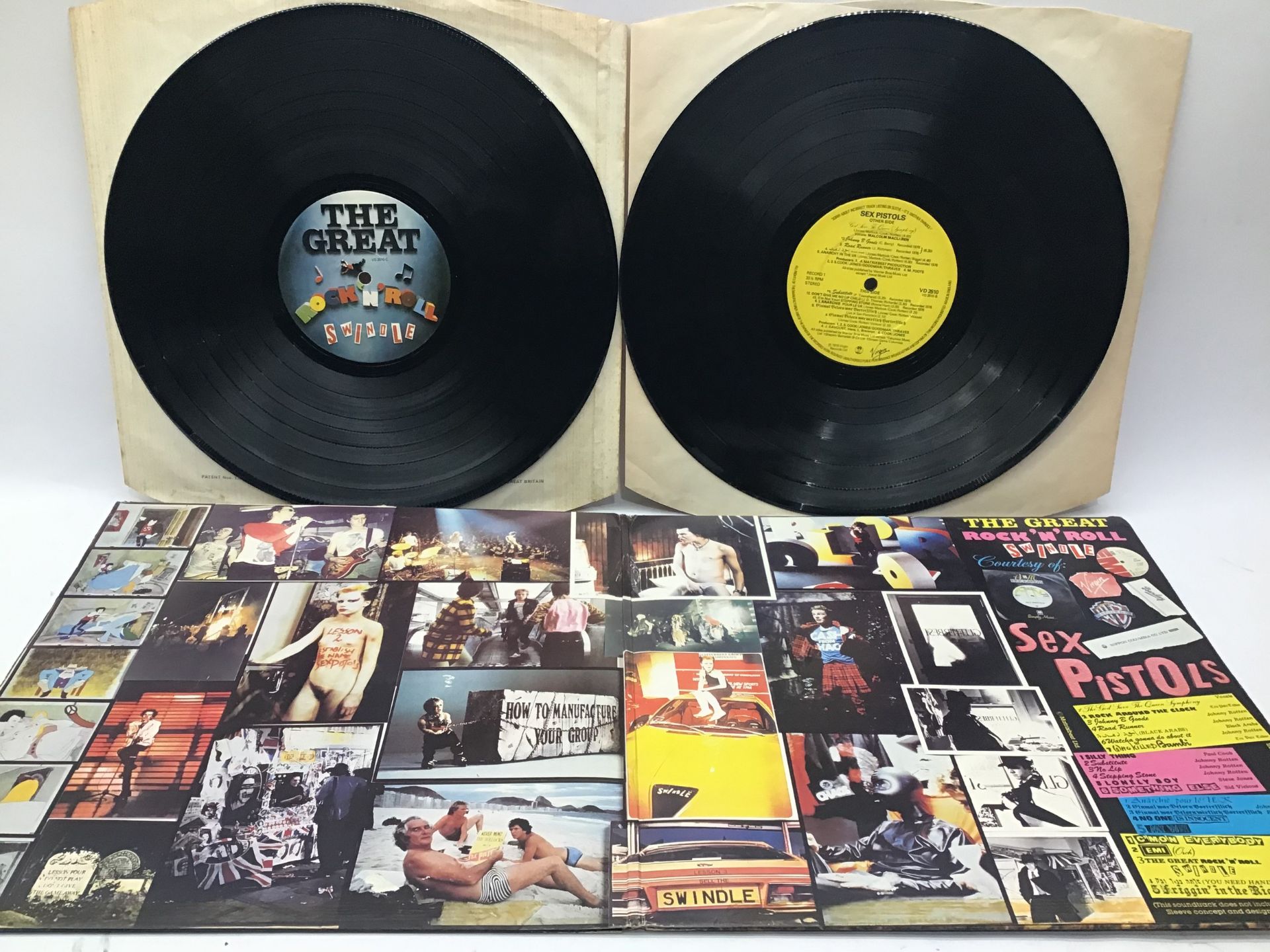 SEX PISTOLS VINYL LP 'THE GREAT ROCK 'N' ROLL SWINDLE'. Found here on Virgin double lp vinyl No. - Image 3 of 3