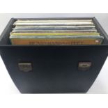 LP CARRY CASE OF VARIOUS ROCK RELATED LP’S AND 12”. There are 35 albums here and 2 x 12” singles.