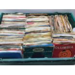 LARGE CRATE OF 45rpm SINGLE RECORDS. This set includes hits from the 50’s and 60’s and many are in