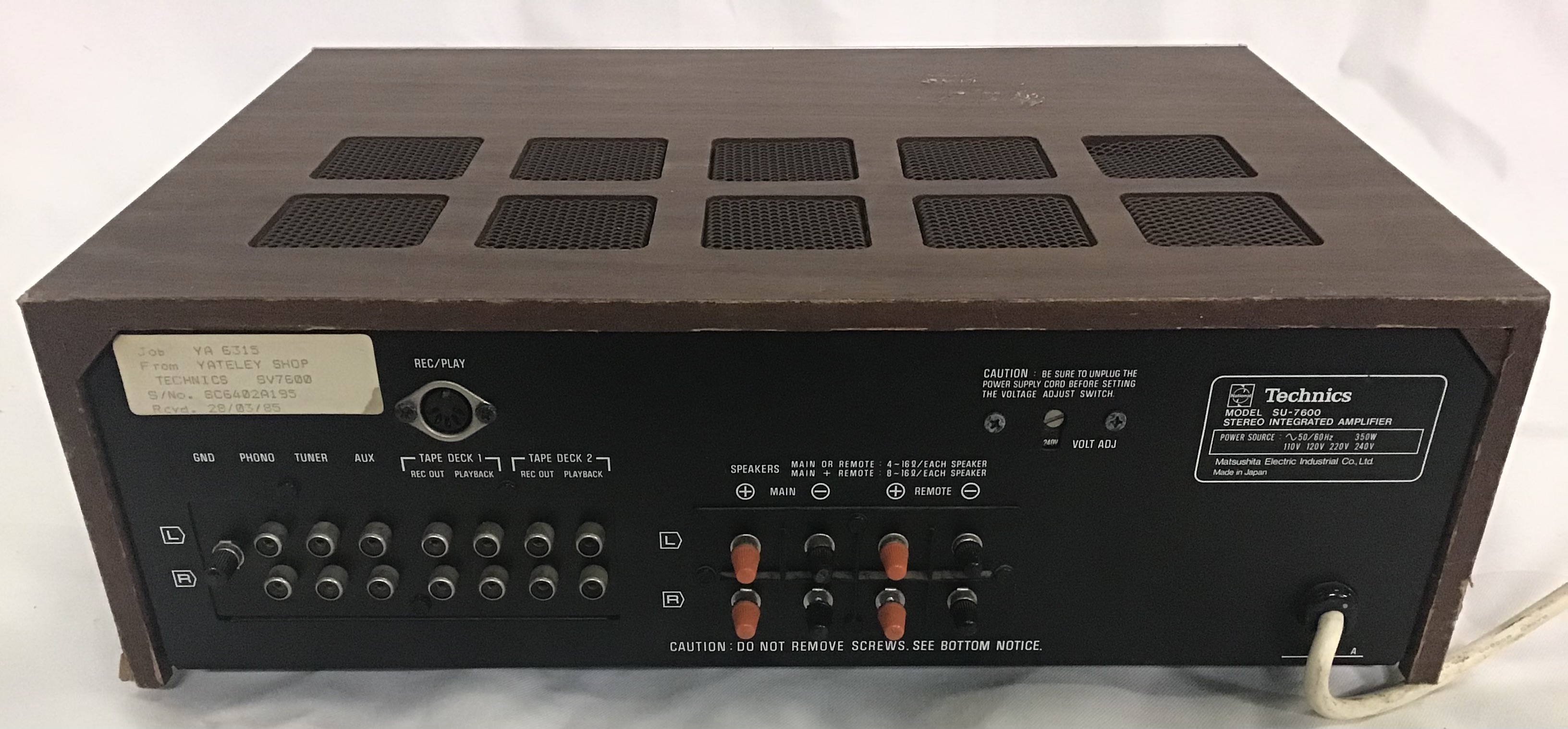 TECHNICS STEREO INTERGRATED AMPLIFIER. - Image 2 of 3