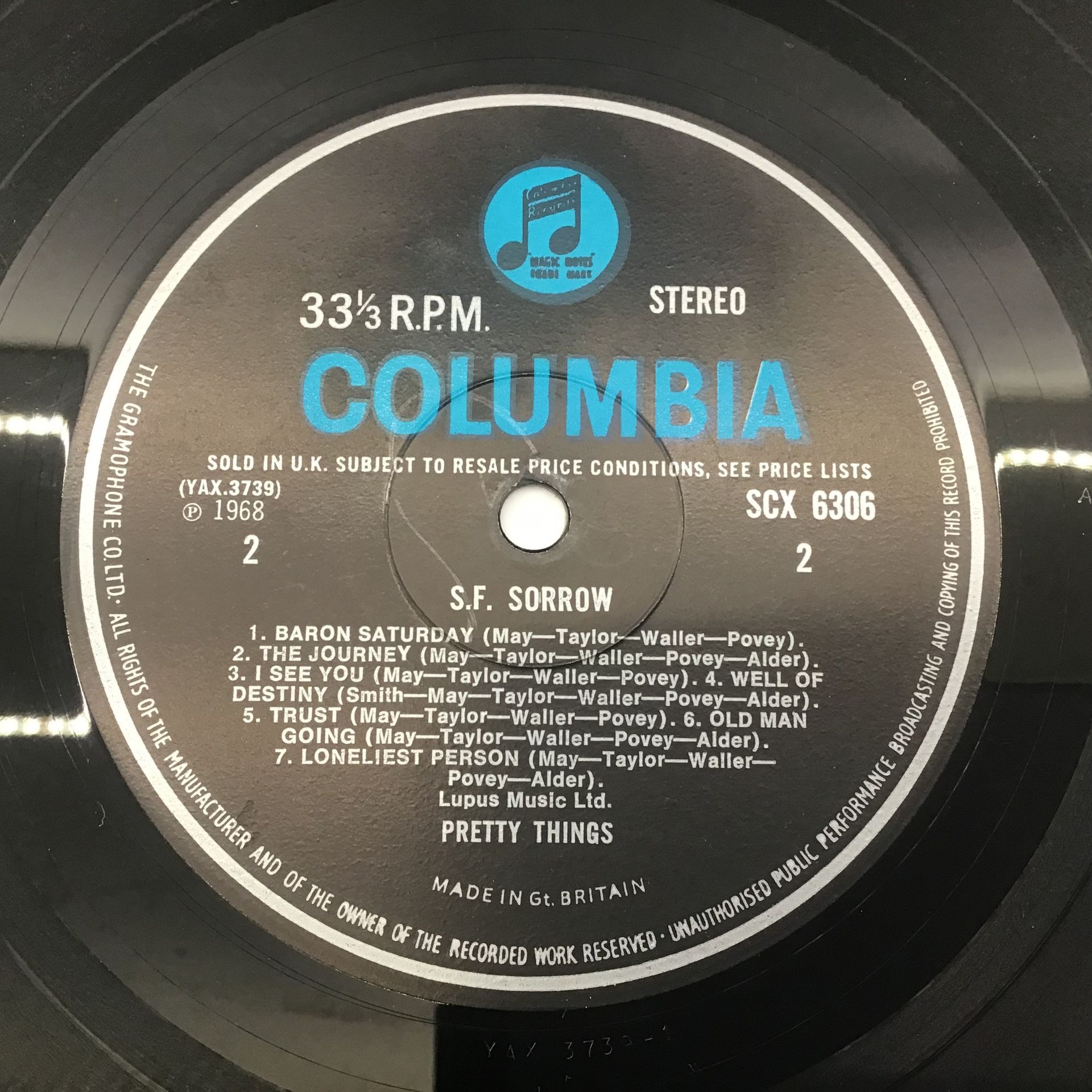 PRETTY THINGS ‘S.F. SORROW’ LP RECORD. Pressed here on Columbia Records from 1968. This stereo - Image 8 of 10