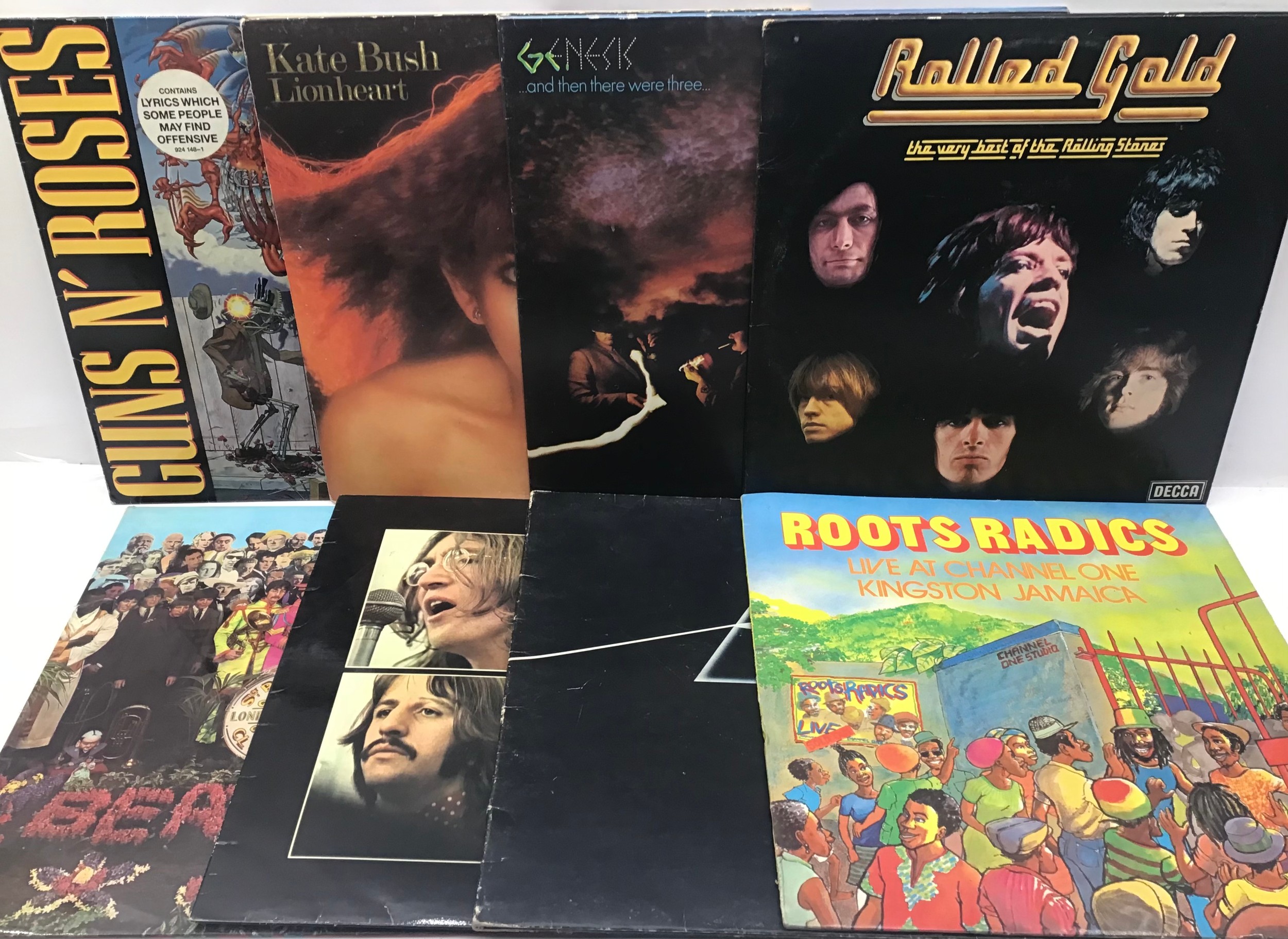 A BOX OF VARIOUS ROCK AND POP LP RECORDS. These records include The Beatles - Madonna - Madness - Image 3 of 3
