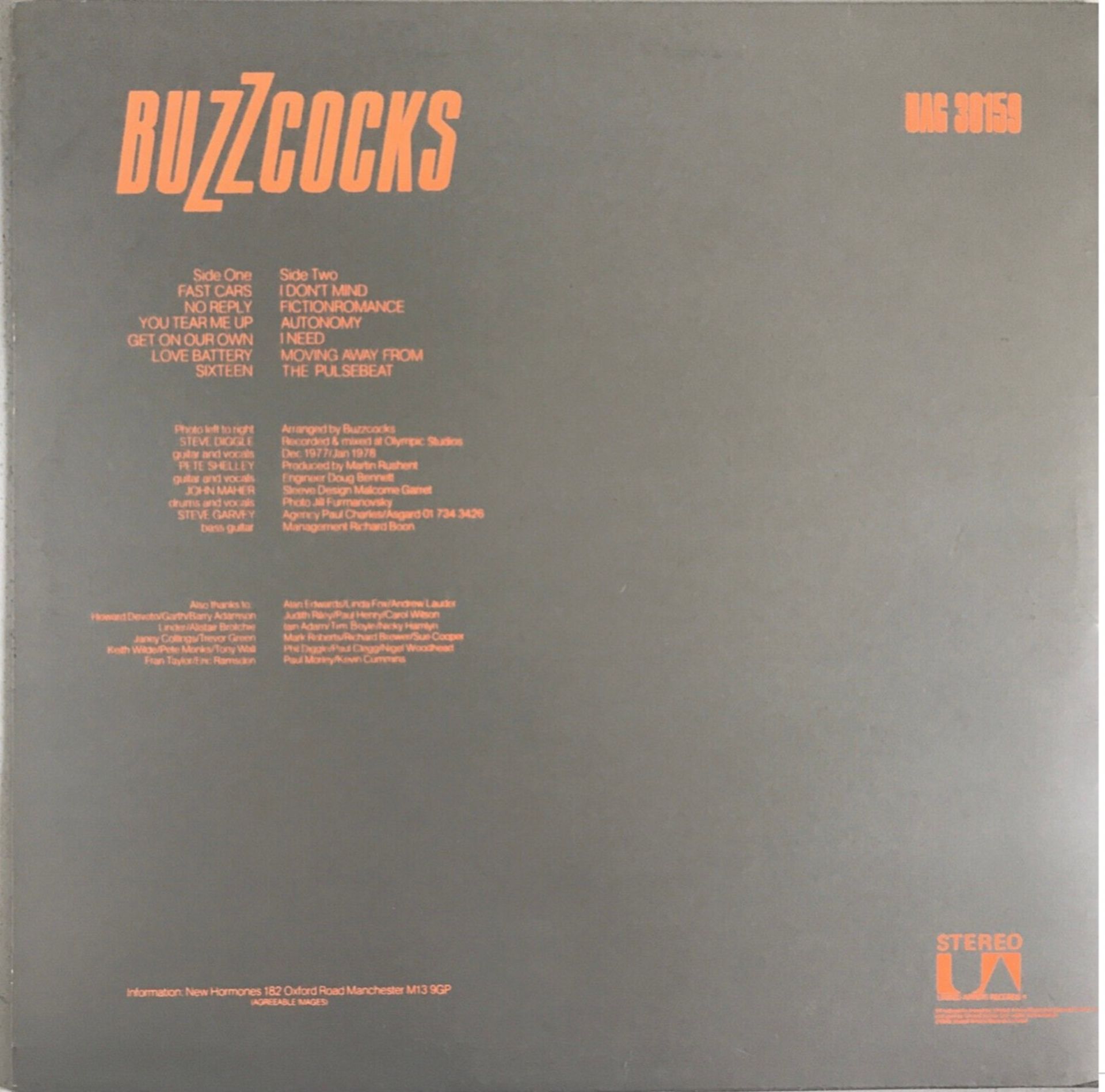 BUZZCOCKS LP ‘ANOTHER MUSIC IN A DIFFERENT KITCHEN’. UK United Artists First pressing from 1978 - Image 2 of 2