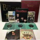 BEATLES MEMORABILIA COLLECTION. This is a collection of 5 x 7” vinyl records - 2 VHS video