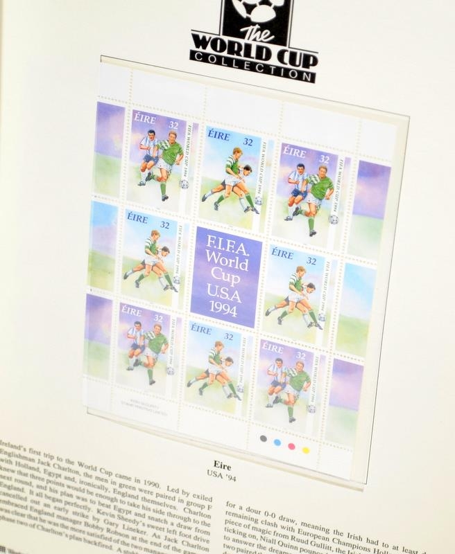 Stamp album containing FIFA World Cup themed cover collections from around the world