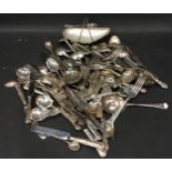 Collection of silver and silver plated flatware to include a set of six Mappin & Webb crab pickers.