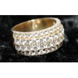 9ct gold Pave diamond ring size O, weight 7g