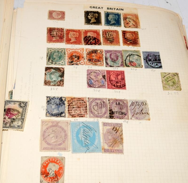 A number of vintage schoolboy stamp albums containing many world stamps. Includes Penny Black, Penny - Image 6 of 8