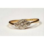 Antique Diamond 18ct gold platinum ring, 2.1gm, Size Q