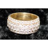 9ct gold Pave diamond ring size S, weight 7.6g