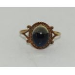 9ct gold ladies antique set moonstone ring size P