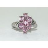 9ct white gold ladies Pink Tourmaline ring size N