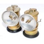 Pair of antique motorcycle oil lamps by Premier