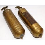 Vintage brass fire extinguishers to include an Extinguere example