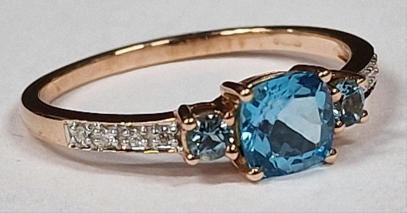 Topaz/Diamond 9ct rose gold ring Size T - Image 4 of 4