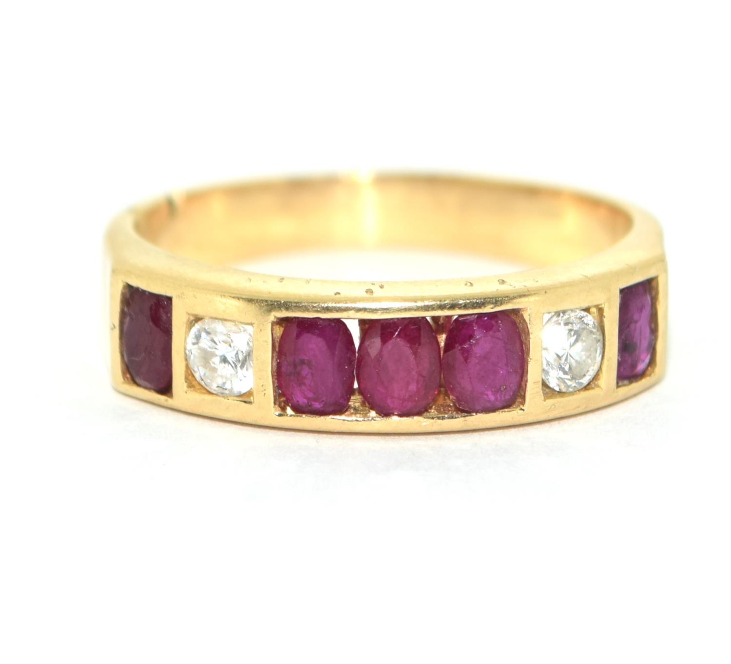 Ruby /diamond 18ct gold ring 5.7g size R