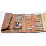 Antique German made Bonsa multi tool set. Appears complete and in original leather pouch