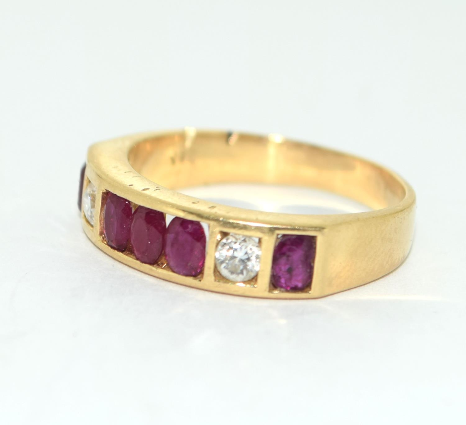 Ruby /diamond 18ct gold ring 5.7g size R - Image 3 of 5