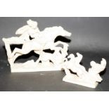 Two alabaster figures including a Persian charioteer and Diana the Huntress. Diana figure is 27cms