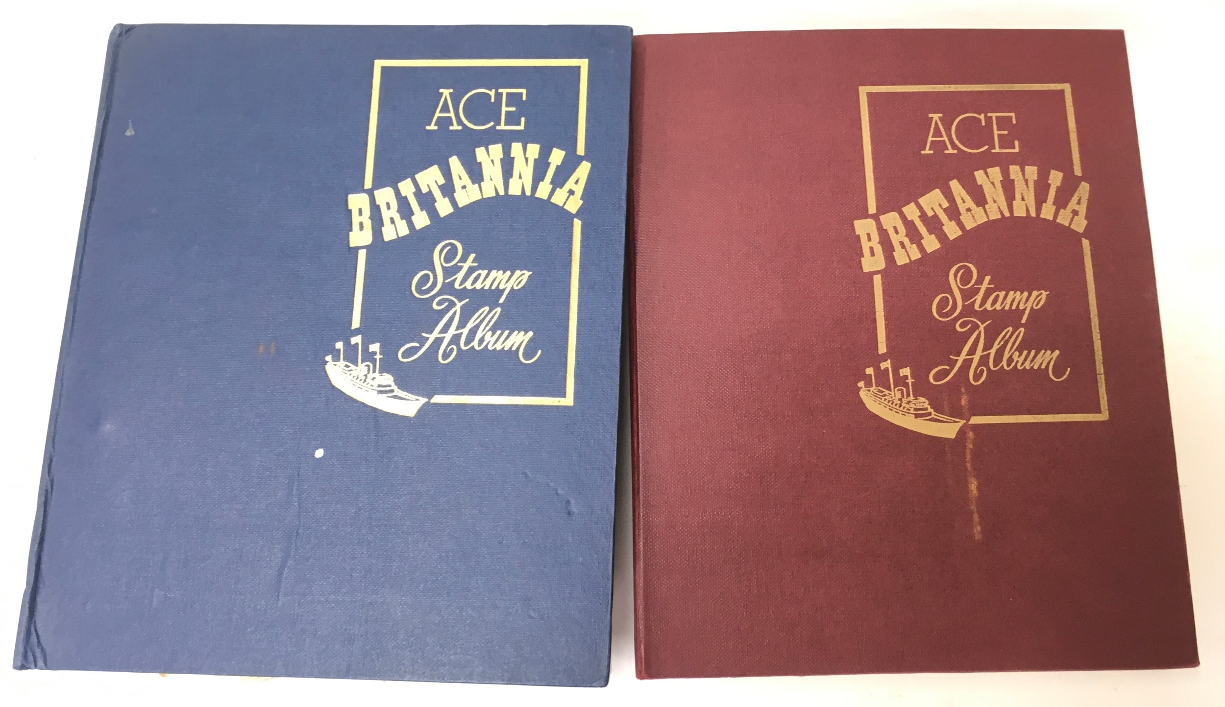 Blue and red Ace Britannia stamp albums containing a good selection of world stamps plus further - Image 3 of 3