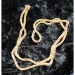 9ct gold foxtail link neck chain. 26" length, 12.2g