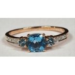 Topaz/Diamond 9ct rose gold ring Size T