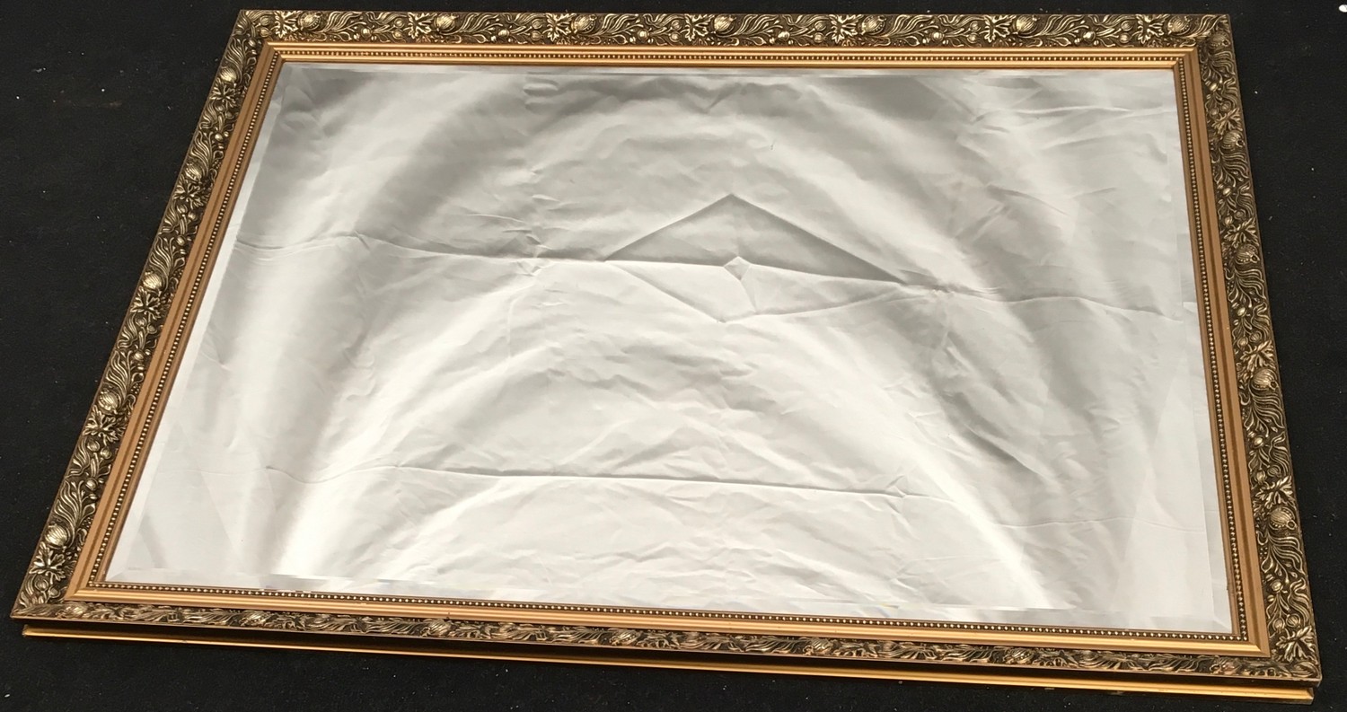 Large gilt frame overmantle mirror with bevelled edge glass 110x90cm