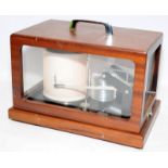 Oil Damped Barograph by Met-Check in glazed mahogany cabinet