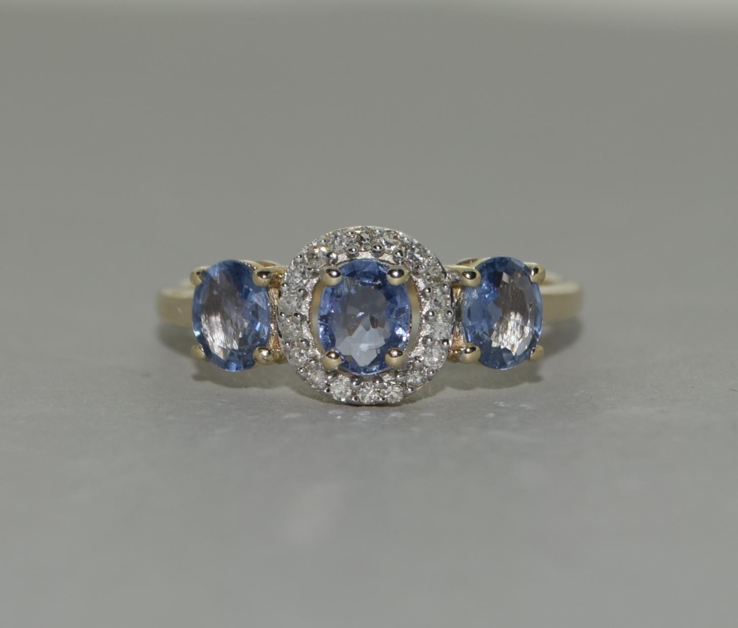 A 9ct gold Ceylon Sapphire and Diamond ring Size N