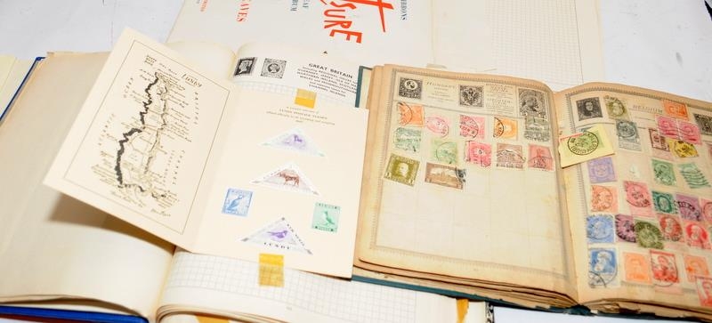 A number of vintage schoolboy stamp albums containing many world stamps. Includes Penny Black, Penny - Image 5 of 8