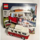Lego Creator Expert 10220 Volkswagen T1 Camper Van with Box and Instructions. 99.9% complete.