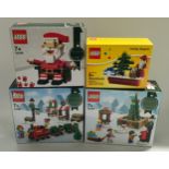 4 x Christmas related Lego sets to include 40262 Train Ride, 40263 Town Square, 40206 Santa and