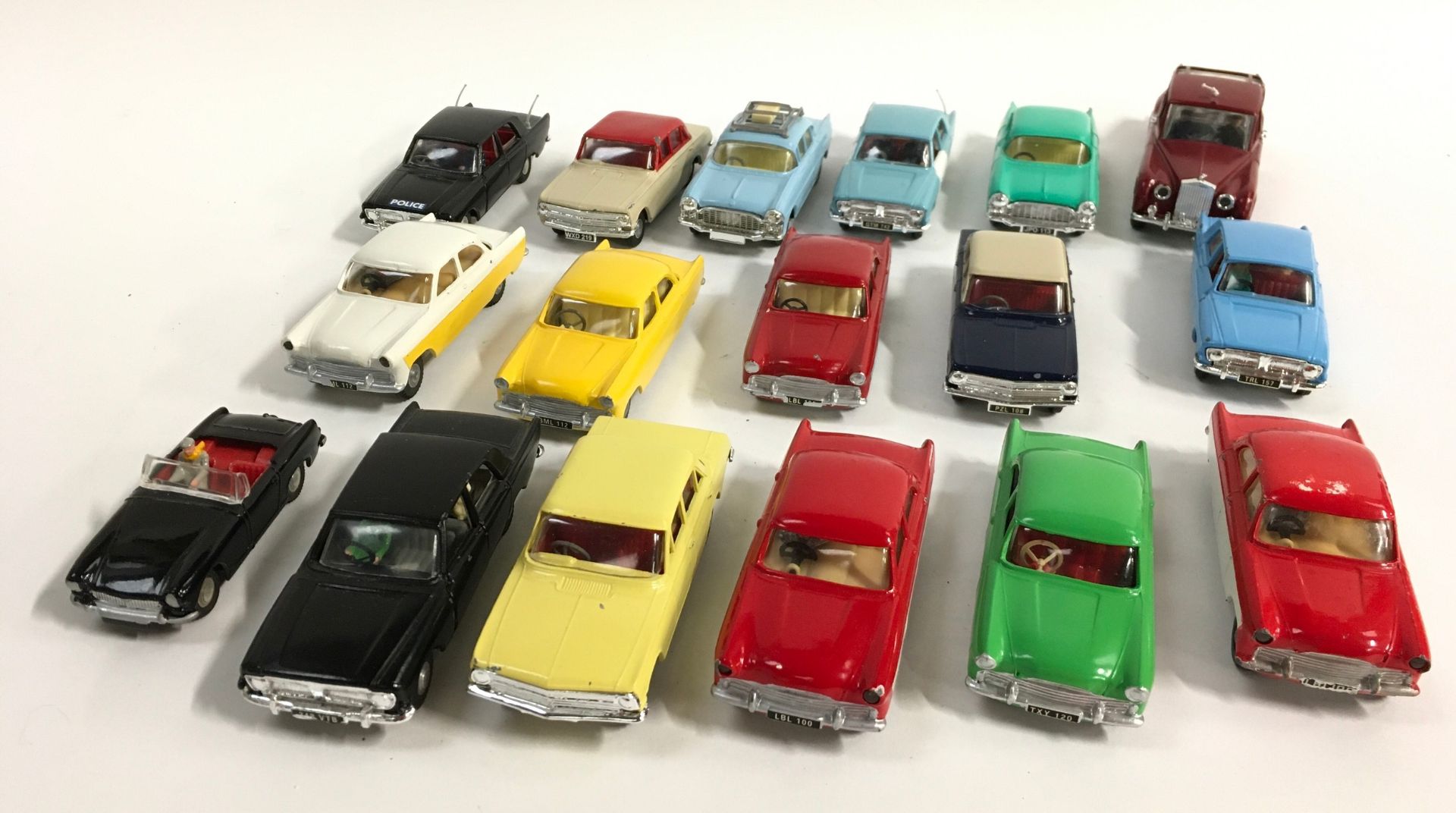 Spot-On group of repainted models to include Ford Zephyr Six, Vauxhall Cresta, Royal Rolls Royce,