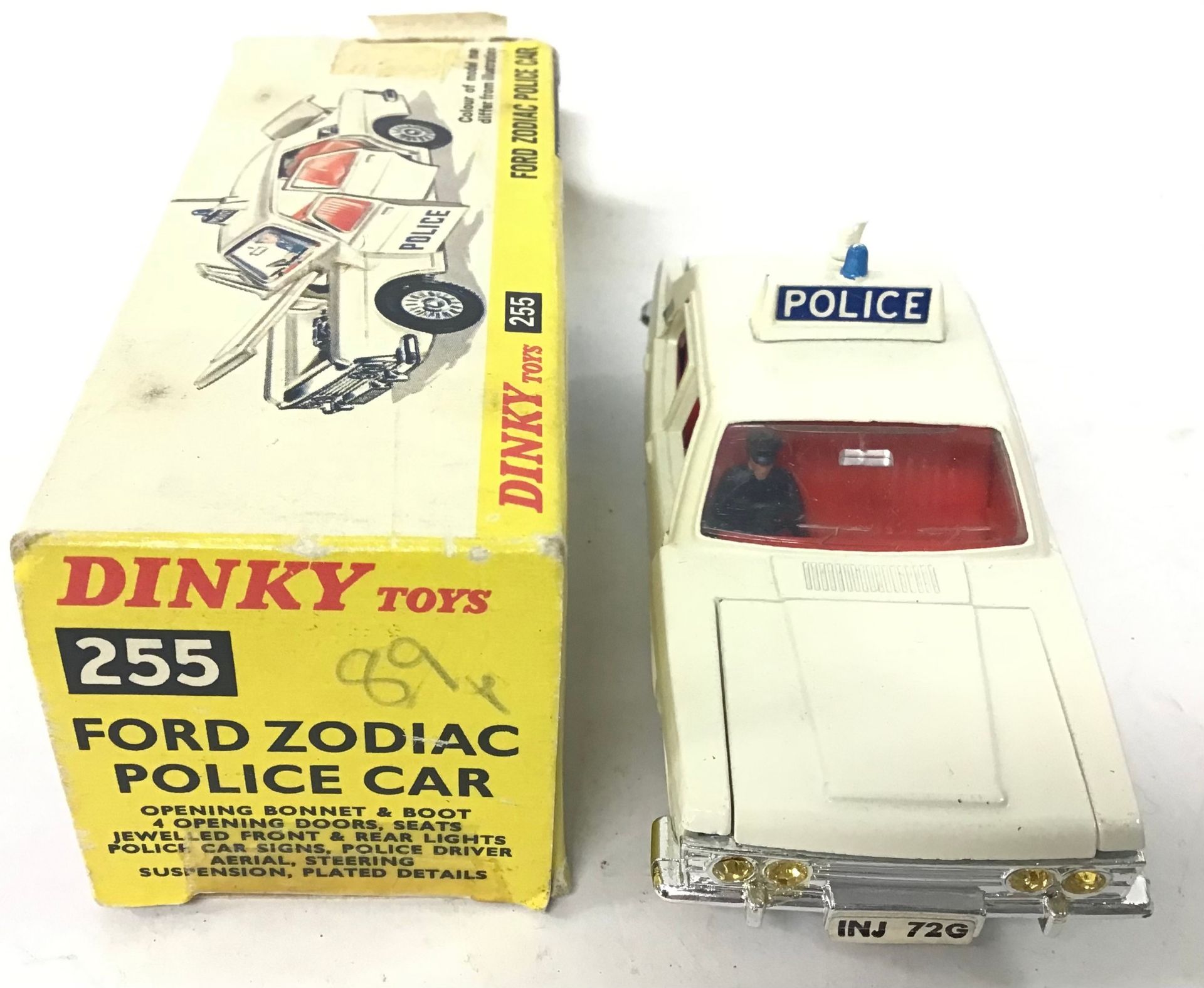 2 Dinky Models: 255 Ford Zodiac "Police" Car - off-white, red interior with figure driver, chrome - Image 2 of 4