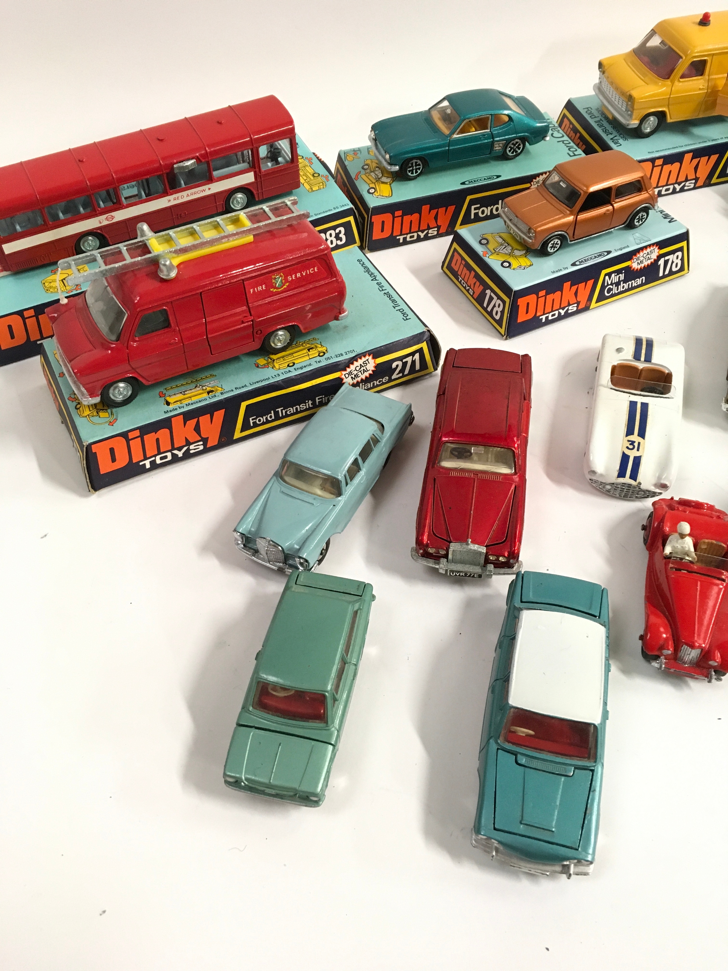 Dinky group of diecast vehicles to include 283 Single Decker Bus, 165 Ford Capri, 178 Mini - Image 4 of 4
