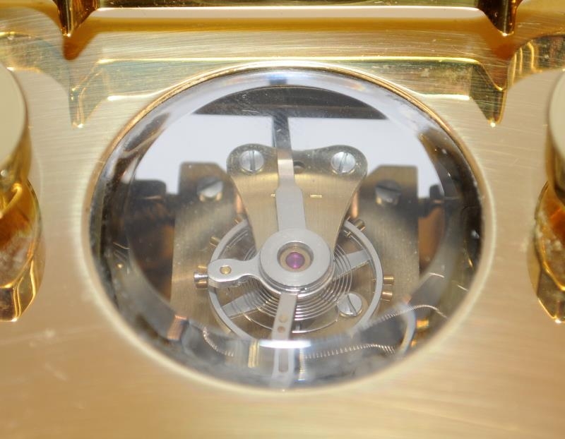 Quality brass 8 day carriage clock with French lever movement. Dial signed by local jeweller - Image 5 of 5