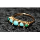 Turquoise 5 stone 9ct gold ring Size M
