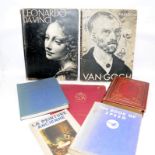 A selection of vintage books to include Phaidon Press books on Da Vinci and Van Gogh.