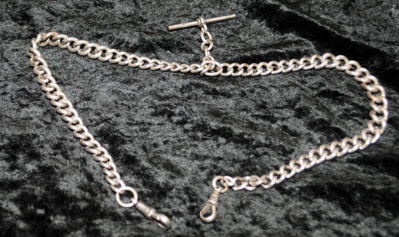 Silver graduated double Albert watch chain. - Image 4 of 4