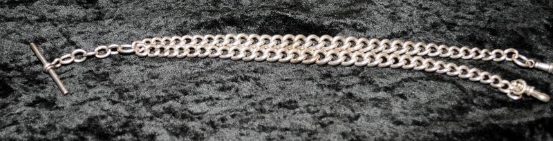 Silver graduated double Albert watch chain. - Image 3 of 4