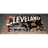 Large vintage 'Cleveland Guaranteed' enamel sign on wooden frame. 123cms x 77cms
