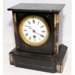 Antique slate mantel clock 23cms tall. Untested.