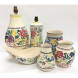 Poole Pottery collection of traditional pieces to include lamp bases and vases (6).