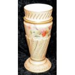 Antique Royal Worcester gilded blush ivory tall vase with hand painted decoration No.1545. 24cms
