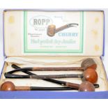 Collection of vintage Ropp De Luxe long stem cherry pipes. All presented in an unused condition