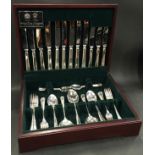 Arthur Price of England wooden cased cutlery canteen. Complete for six place settings.